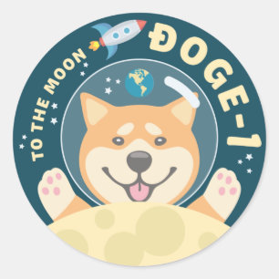 Doge 1 Moon Mission Patch Button Classic Round Sticker