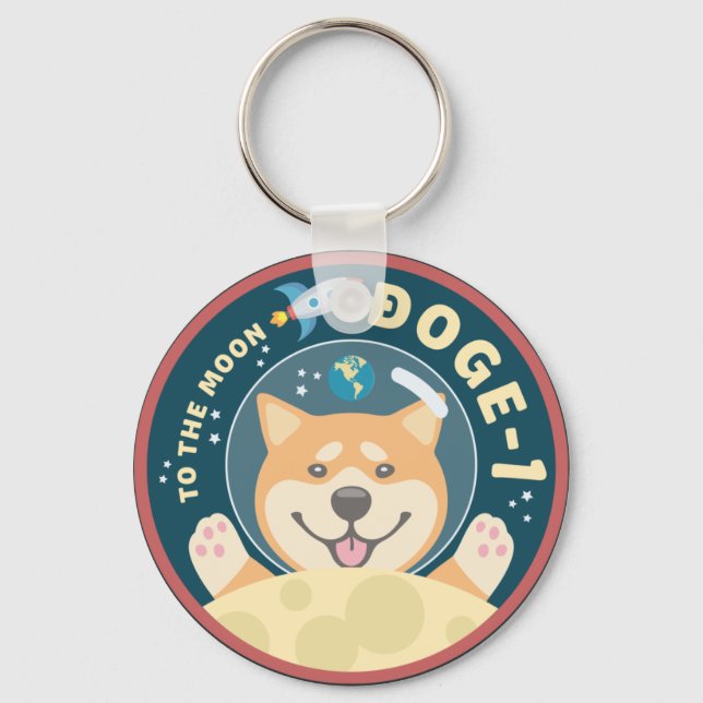 Doge 1 Moon Mission Patch  Button Key Ring (Front)