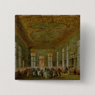 Doge Alvise Mocenigo IV  Giving a Banquet 15 Cm Square Badge