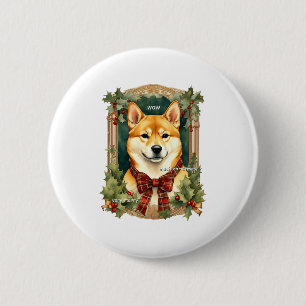 Doge Christmas Swea Shiba Inu Mens Long 6 Cm Round Badge