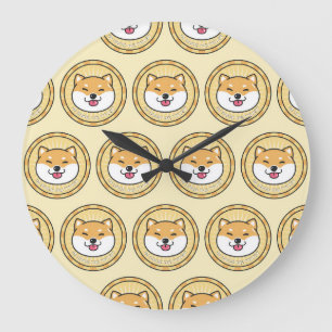 Doge Coin: Crypto Currency Background Large Clock