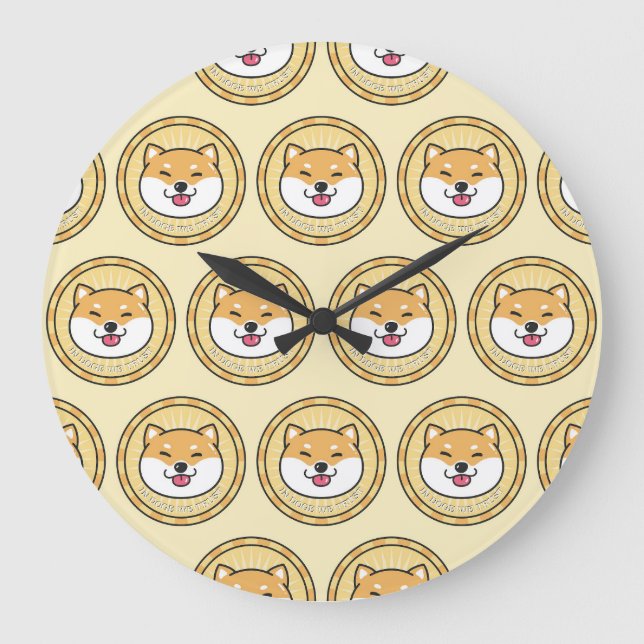 Doge Coin: Crypto Currency Background Large Clock (Front)