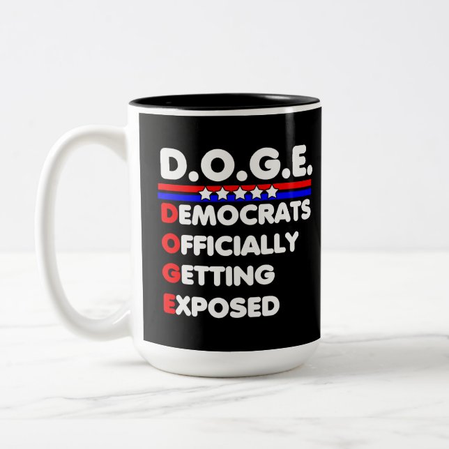 DOGE Democrats Officially Getting Exposed Two-Tone Coffee Mug (Left)