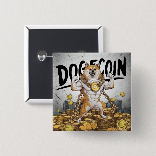Doge Dog 15 Cm Square Badge (Front & Back)
