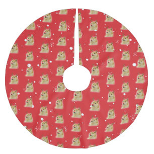 Doge Dogright Doggo Dog Christmas Meme Card red Brushed Polyester Tree Skirt