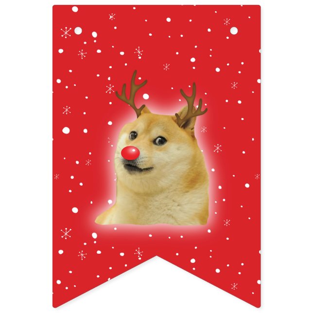 Doge Dogright Doggo Dog Christmas Meme Card red Bunting (First Flag)