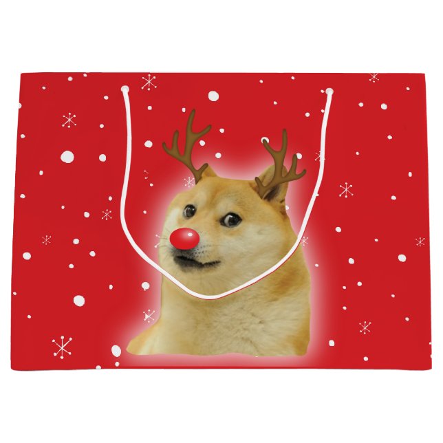 Doge Dogright Doggo Dog Christmas Meme Card red Large Gift Bag (Front)