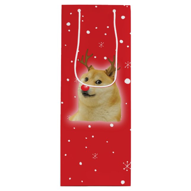 Doge Dogright Doggo Dog Christmas Meme Card red Wine Gift Bag (Front)
