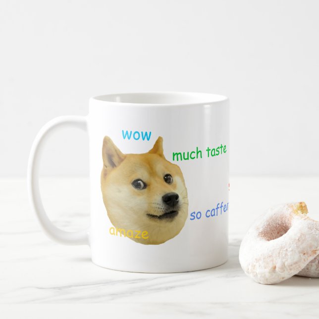 Doge Funny Meme Coffee Mug (With Donut)