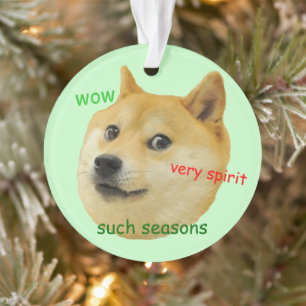 Doge Funny Meme Green Ornament
