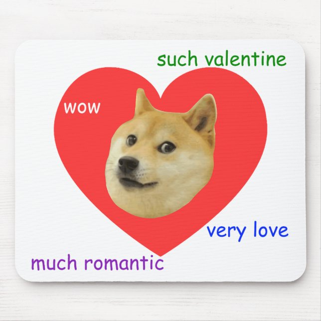 Doge Much Valentines Day Very Love Such Romantic Mouse Mat (Front)