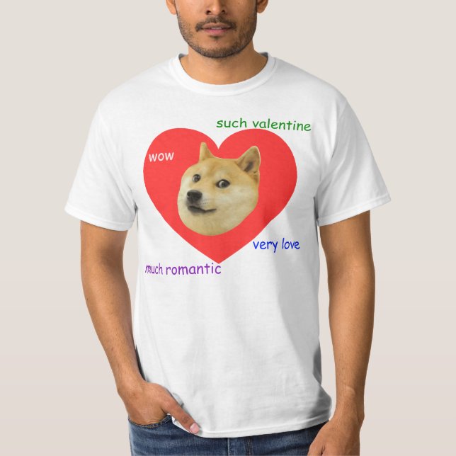 Doge Much Valentines Day Very Love Such Romantic T-Shirt (Front)