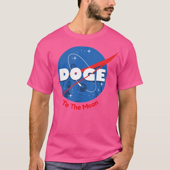 Doge Space Print  To The Moon  Dogecoin T-Shirt (Front)
