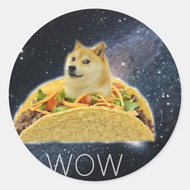 doge space taco meme classic round sticker (Front)