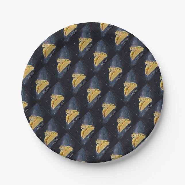 doge space taco meme paper plate (Front)