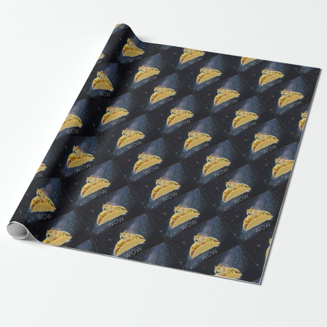 doge space taco meme wrapping paper (Unrolled)