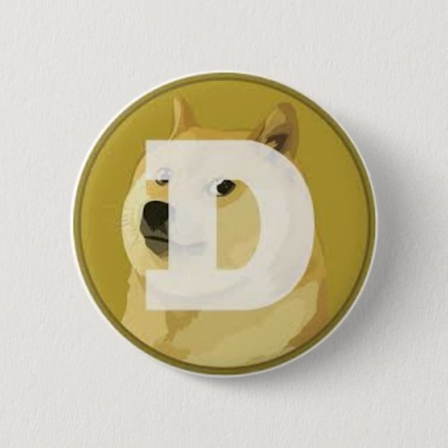 dogecoin botom 6 cm round badge (Front)