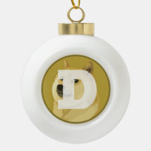 Dogecoin Ceramic Ball Christmas Ornament