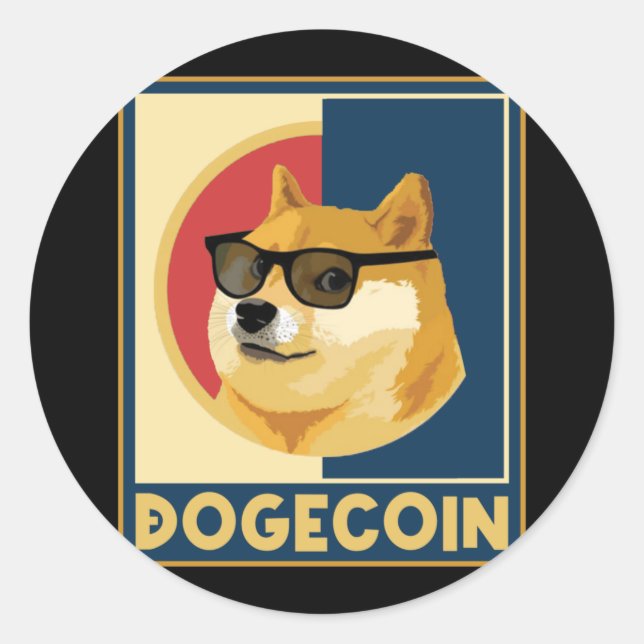Dogecoin Coin Doge Men Women Kids 2 Classic Round Sticker (Front)