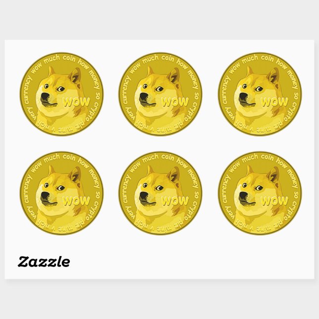 Dogecoin coin logo cryptocurrency  classic round sticker (Sheet)