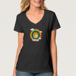 Dogecoin Crypto Rainbow Colour Dog Meme Cryptocurr T-Shirt