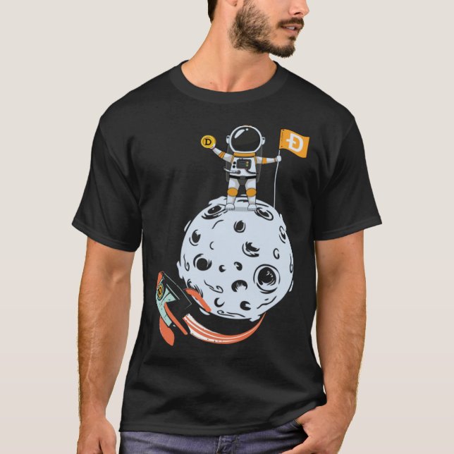 Dogecoin Cryptocurrency Crypto Doge to the moon T-Shirt (Front)