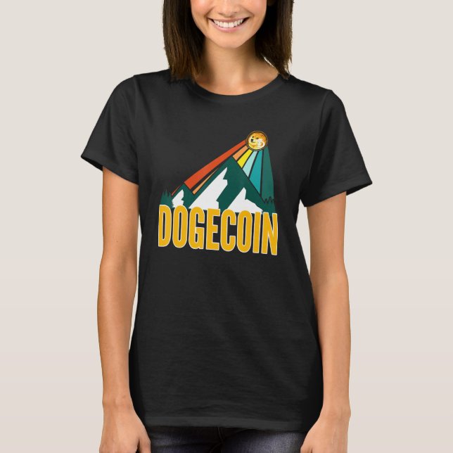 Dogecoin Dog Crypto Mountain Sun Rays Cryptocurren T-Shirt (Front)