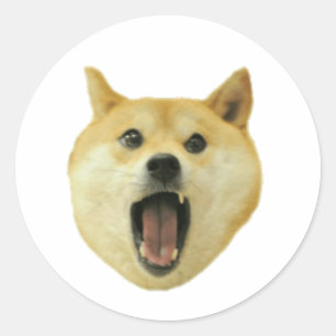Dogecoin Doge Funny Face Dog Classic Round Sticker