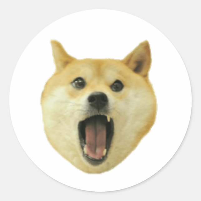 Dogecoin Doge Funny Face Dog Classic Round Sticker (Front)