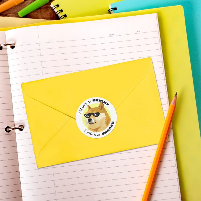 Dogecoin Future Sunglasses Stock Market Crypto Classic Round Sticker (Creator Uploaded)