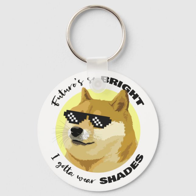 Dogecoin Future Sunglasses Stock Market Crypto Key Ring (Front)