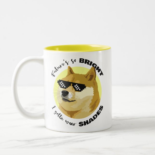 Dogecoin Future Sunglasses Stock Market Crypto Two-Tone Coffee Mug (Left)