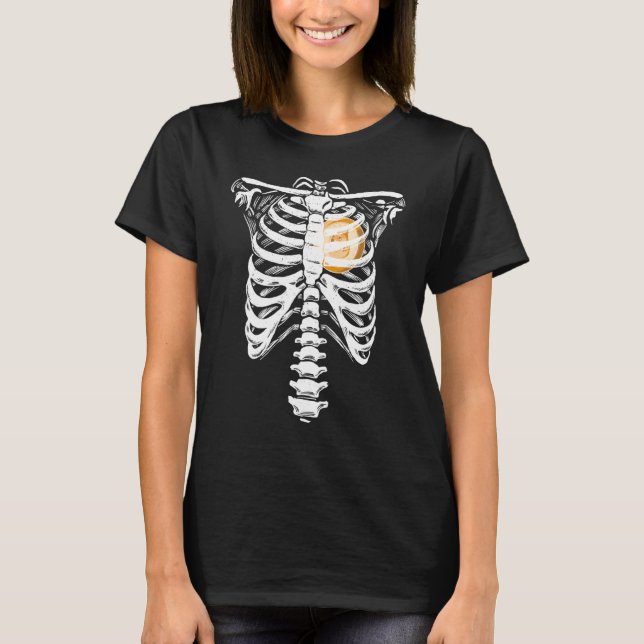 Dogecoin Heart Skeleton Rib Cage Love Doge Hodl Sk T-Shirt (Front)