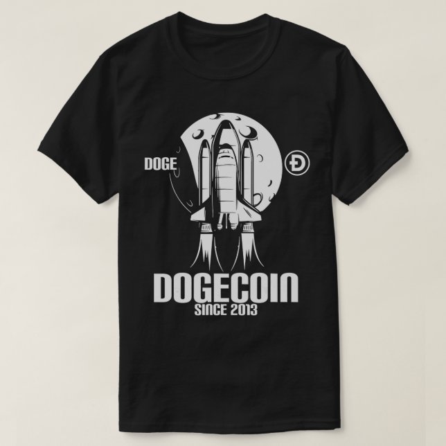 Dogecoin Since 2013 Moon HODL Cryptocurrency Astro T-Shirt (Design Front)