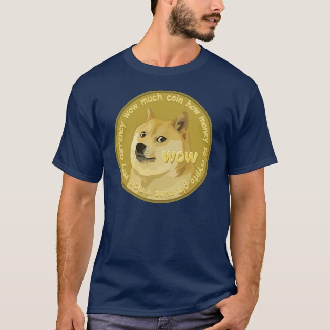 Dogecoin "To the Moon" Dark T-Shirt w/ QR Code (Front)