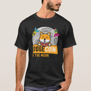 Dogecoin To The Moon Doge Rocket Crypto Meme T-Shirt