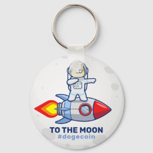 Dogecoin To The Moon Rocket Man Space Doge Crypto Key Ring