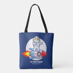 Dogecoin To The Moon Rocket Man Space Doge Crypto Tote Bag