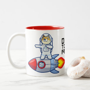 Dogecoin To The Moon Rocket Man Space Doge Crypto  Two-Tone Coffee Mug