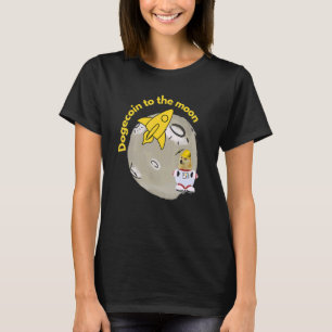Dogecoin To The Moon Shiba Inu Dog Rocket Launch T-Shirt