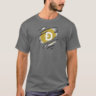 Dogecoin Torn Image w/ Logo Reveal Underneath T-Shirt