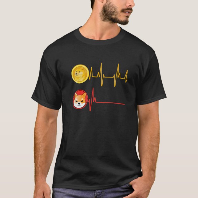Dogecoin Vs. Shiba Inu Coin Heartbeat Doge Hodler T-Shirt (Front)
