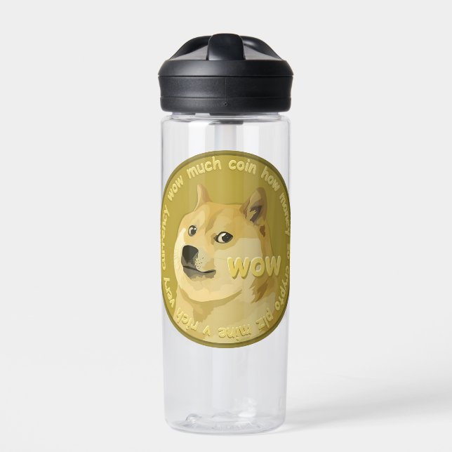 Dogecoin Wow Doge Coin Very Much Crypto Currency  Water Bottle (Front)