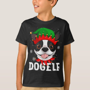 Dogelf Boston Terrier Dog Funny Ugly Christmas Swe T-Shirt