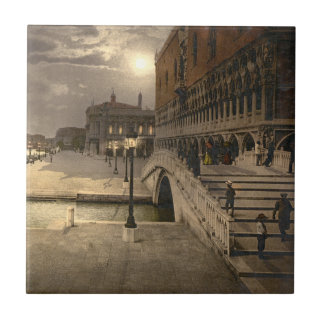Doge's Palace by Moonlight, Venice, Italy Tile (Front)