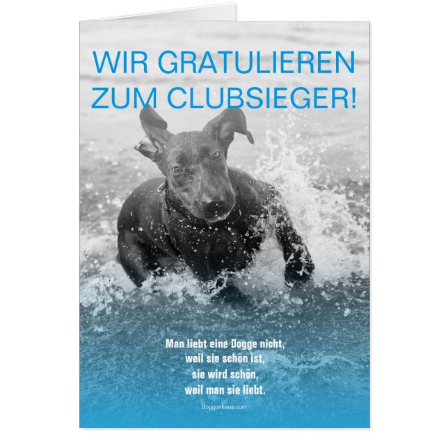 Doggen Sieger Grußkarte (Front)