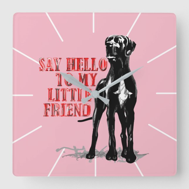 Doggen Wanuhr Lustig Square Wall Clock (Front)