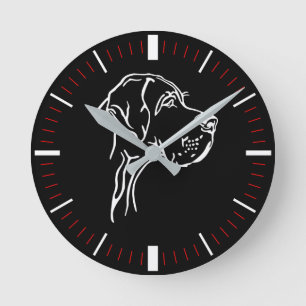 Doggenuhr mit Minutenstrich schwarz rot Round Clock