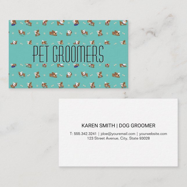 Doggie and Bone Pattern | Animal Services Business Card (Front/Back)