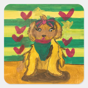Doggie "Art by Kids" Square Sticker